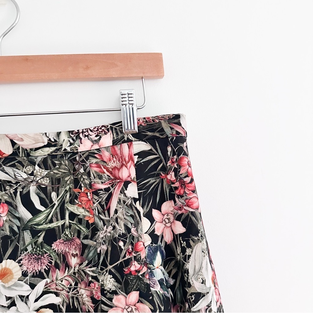 Antonio Melani Cotton Sateen A-Line Brenda Black Floral Print Skirt - Picture 4 of 8